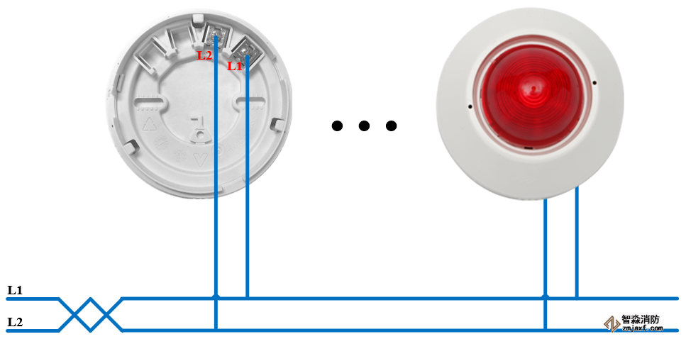 北大青鳥JBF5172火災(zāi)聲光警報(bào)器安裝接線圖